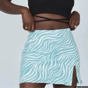 Aqua Zebra Print Mini Skirt